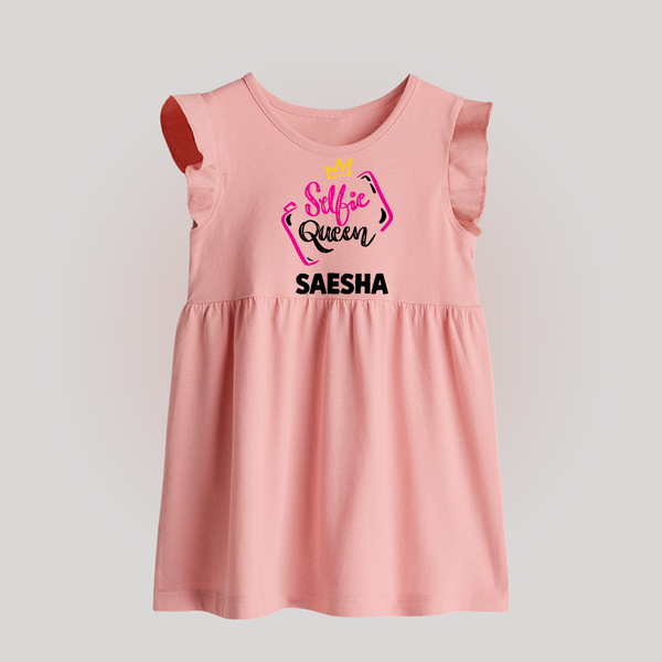 Selfie Queen Personalized Baby Frock - BABY PINK - 0 - 3 Months Old (Chest 17")