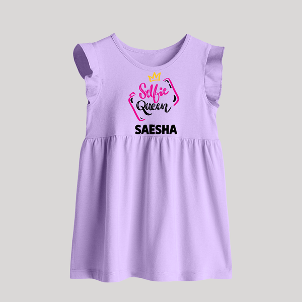 Selfie Queen Personalized Baby Frock - LILAC - 0 - 3 Months Old (Chest 17")