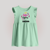 Selfie Queen Personalized Baby Frock - MINT GREEN - 0 - 3 Months Old (Chest 17")