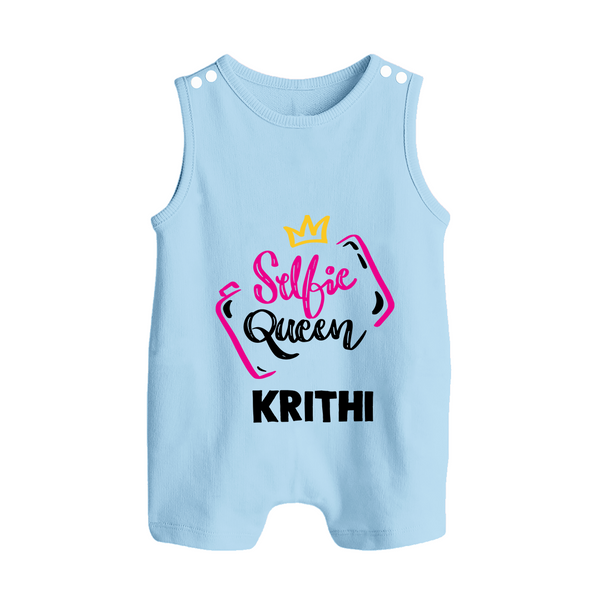 Selfie Queen Personalized Button Romper - BABY BLUE - New Born (Chest 18")