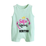 Selfie Queen Personalized Button Romper - MINT GREEN - New Born (Chest 18")
