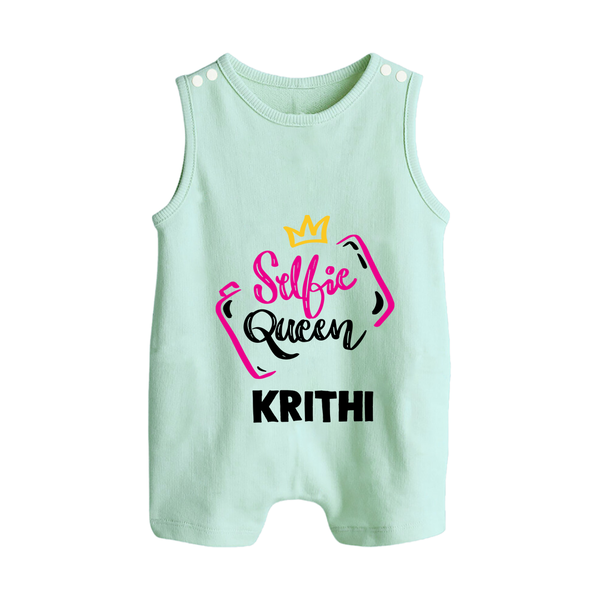 Selfie Queen Personalized Button Romper - MINT GREEN - New Born (Chest 18")