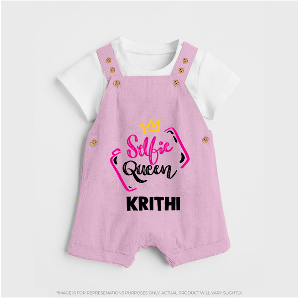 Selfie Queen Personalized Dungaree - BABY PINK - 0 - 5 Months Old (Chest 18")