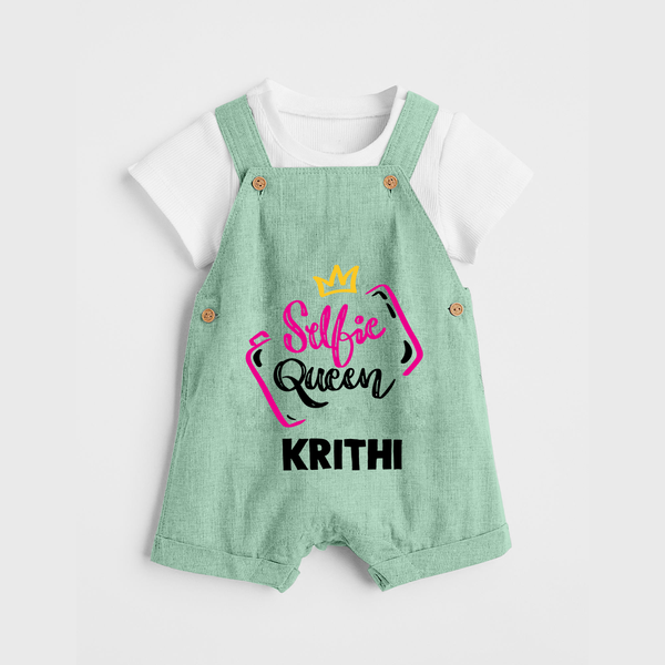 Selfie Queen Personalized Dungaree - MINT GREEN - 0 - 5 Months Old (Chest 18")