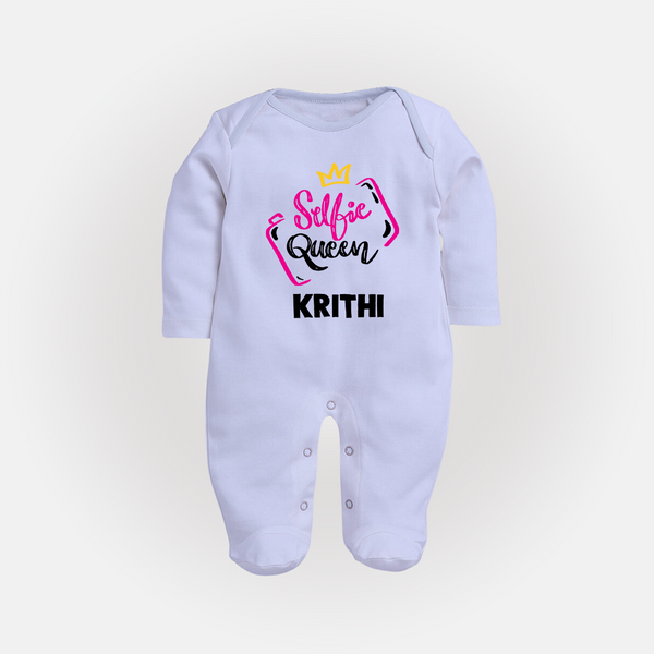 Selfie Queen Personalized Full Body Suit - BABY BLUE - New Born (Chest 7.5")