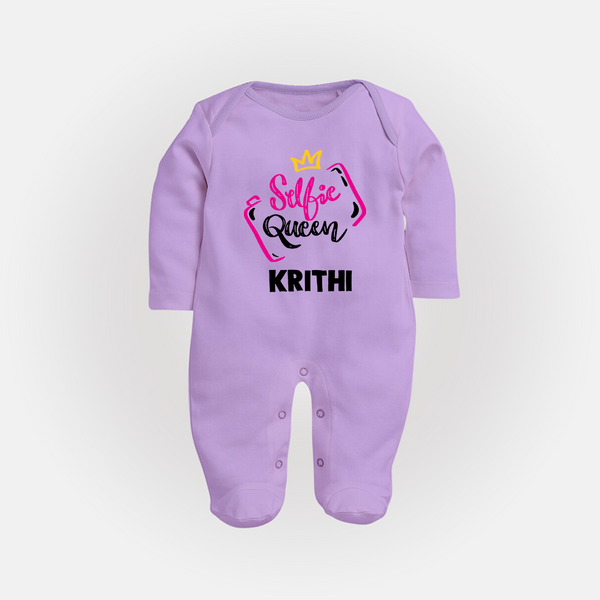 Selfie Queen Personalized Full Body Suit - LILAC - New Born (Chest 7.5")