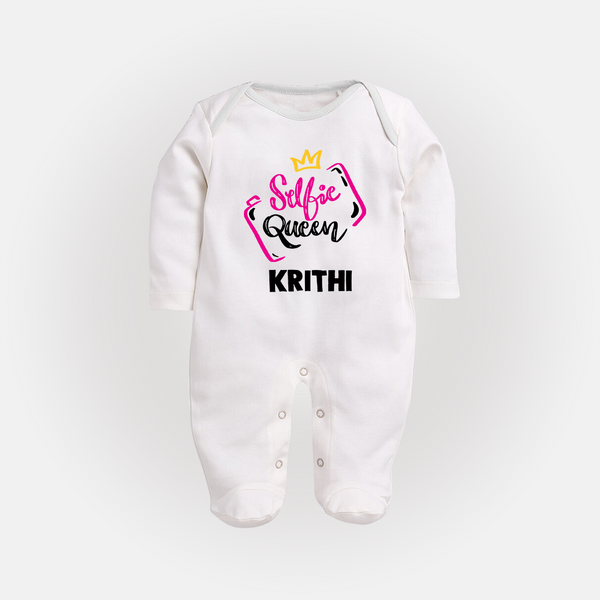 Selfie Queen Personalized Full Body Suit - WHITE - New Born (Chest 7.5")