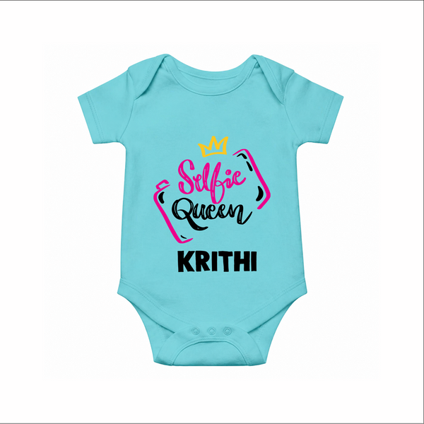 Selfie Queen Personalized Romper - ARCTIC BLUE - New Born (Chest 14")