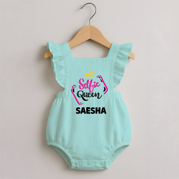 Selfie Queen Personalized Romper Frock - MINT GREEN - 0 - 3 Months Old (Chest 19")