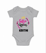 Selfie Queen Personalized Romper - GREY - New Born (Chest 14")