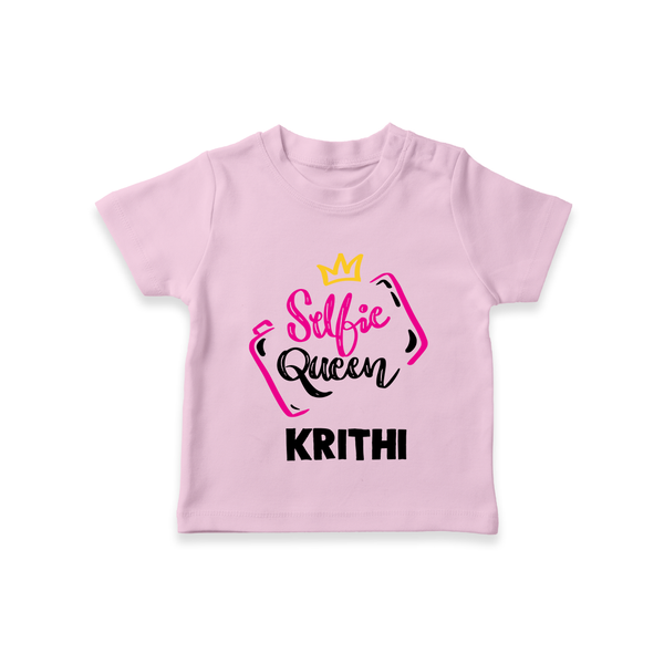 Selfie Queen Personalized TShirt - BABY PINK - 0-5 Months Old (Chest 17")
