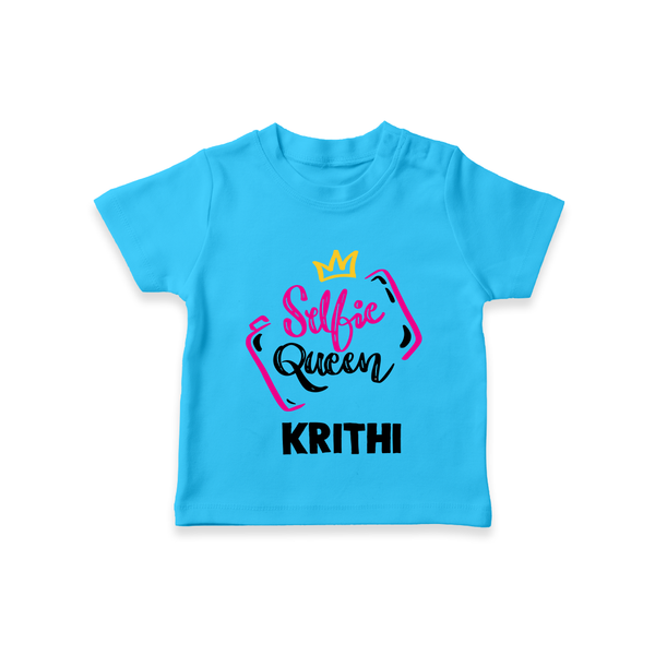 Selfie Queen Personalized TShirt - SKY BLUE - 0-5 Months Old (Chest 17")