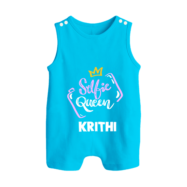 Selfie Queen Personalized Button Romper - SKY BLUE - New Born (Chest 18")