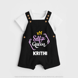 Selfie Queen Personalized Dungaree - BLACK - 0 - 5 Months Old (Chest 18")