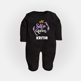Selfie Queen Personalized Full Body Suit - BLACK - New Born (Chest 7.5")
