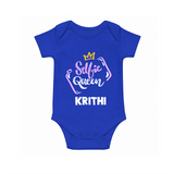 Selfie Queen Personalized Romper - COBALT BLUE - New Born (Chest 14")
