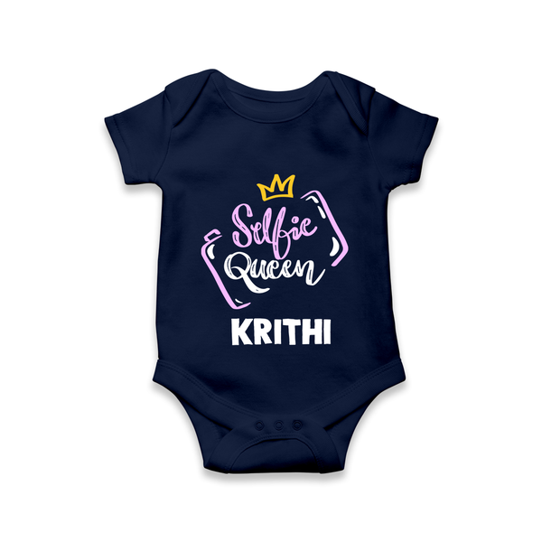 Selfie Queen Personalized Romper - NAVY BLUE - New Born (Chest 14")