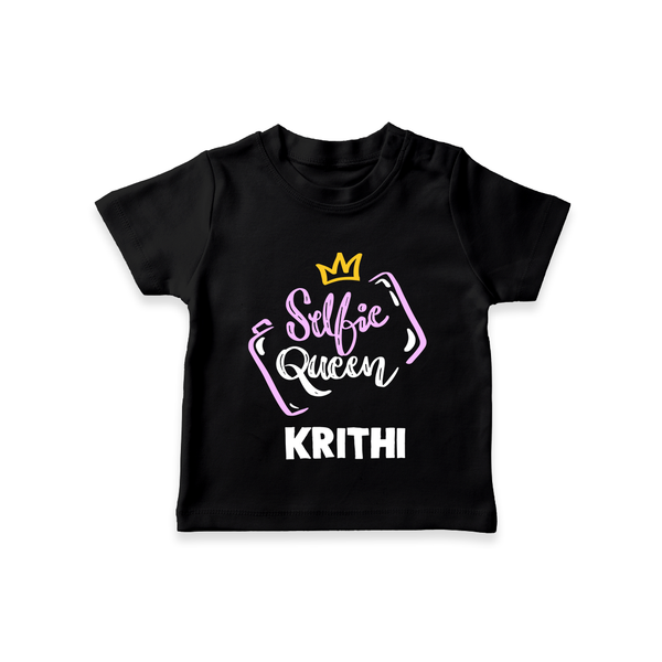 Selfie Queen Personalized TShirt - BLACK - 0-5 Months Old (Chest 17")