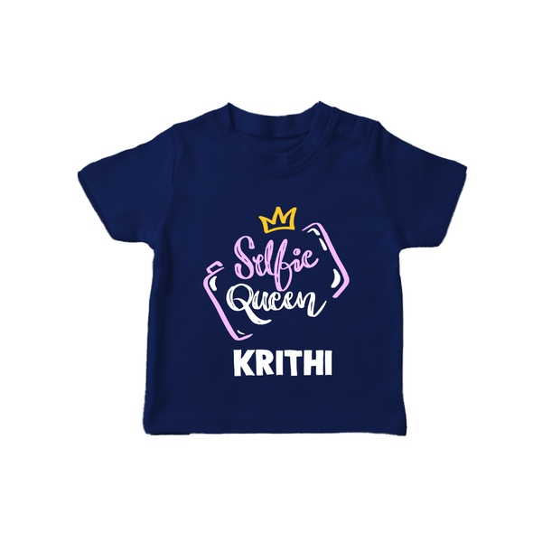 Selfie Queen Personalized TShirt - NAVY BLUE - 0-5 Months Old (Chest 17")