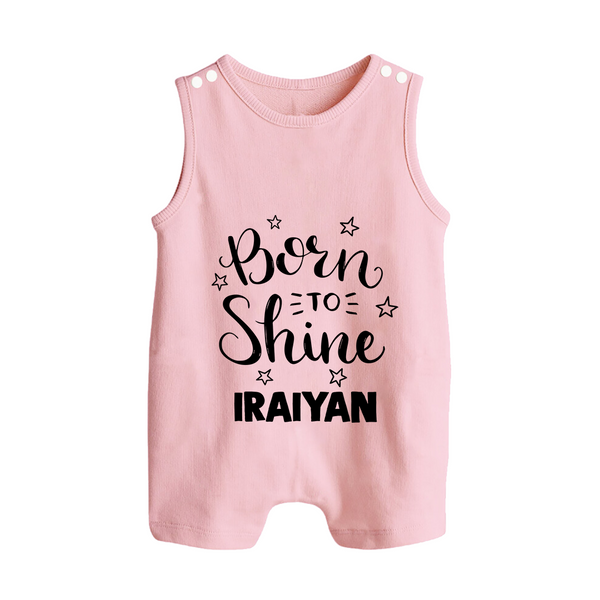 Born To Shine Personalized Button Romper - BABY PINK - New Born (Chest 18")