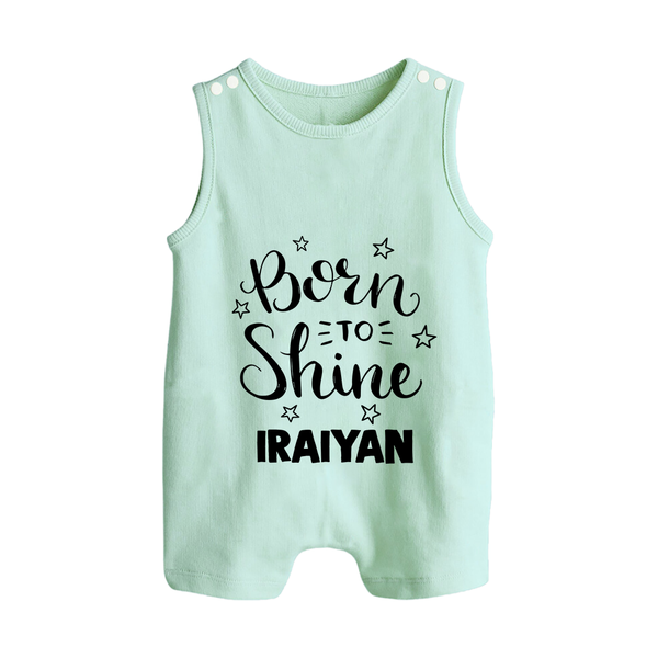 Born To Shine Personalized Button Romper - MINT GREEN - New Born (Chest 18")