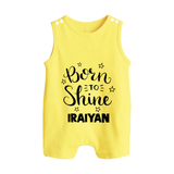 Born To Shine Personalized Button Romper - PASTEL YELLOW - New Born (Chest 18")