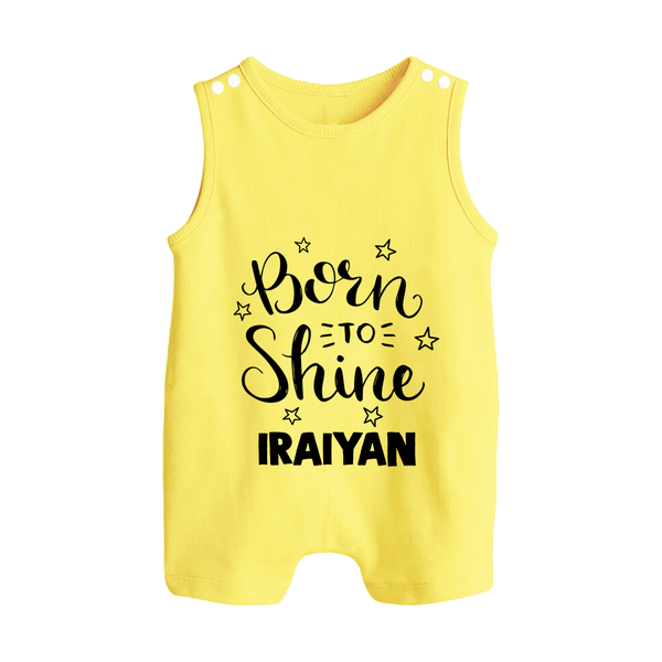 Born To Shine Personalized Button Romper - PASTEL YELLOW - New Born (Chest 18")