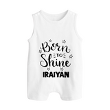 Born To Shine Personalized Button Romper - WHITE - New Born (Chest 18")