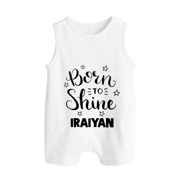 Born To Shine Personalized Button Romper - WHITE - New Born (Chest 18")