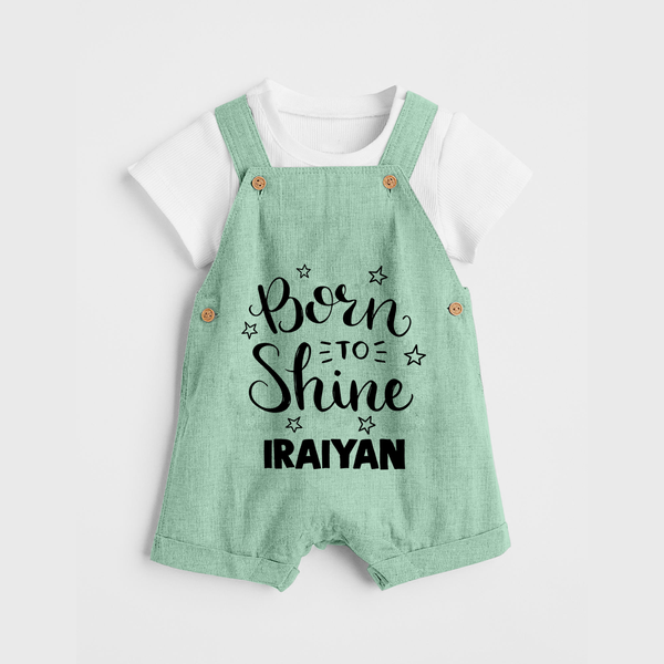 Born To Shine Personalized Dungaree - MINT GREEN - 0 - 5 Months Old (Chest 18")