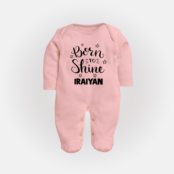 Born To Shine Personalized Full Body Suit - BABY PINK - New Born (Chest 7.5")