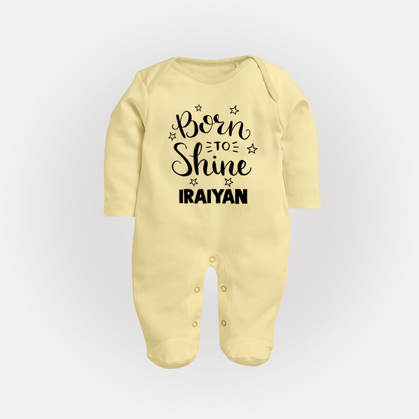 Born To Shine Personalized Full Body Suit - PASTEL YELLOW - New Born (Chest 7.5")