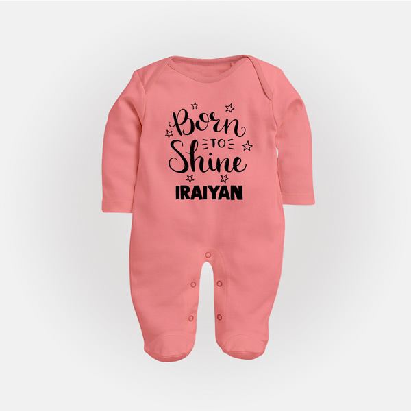 Born To Shine Personalized Full Body Suit - PEACH - New Born (Chest 7.5")