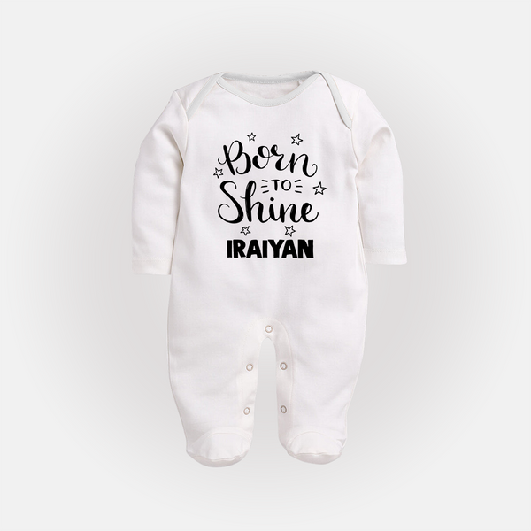 Born To Shine Personalized Full Body Suit - WHITE - New Born (Chest 7.5")