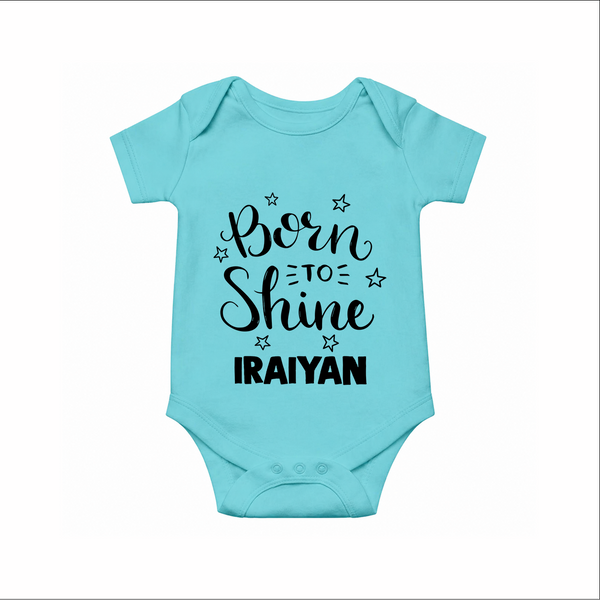 Born To Shine Personalized Romper - ARCTIC BLUE - New Born (Chest 14")