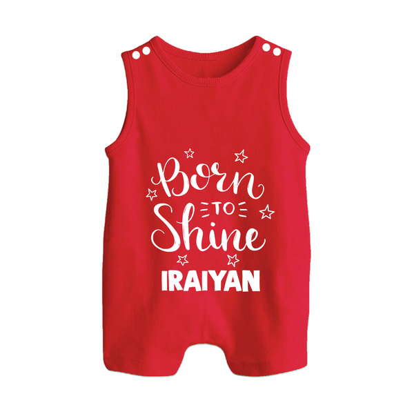 Born To Shine Personalized Button Romper - RED - New Born (Chest 18")