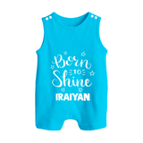 Born To Shine Personalized Button Romper - SKY BLUE - New Born (Chest 18")