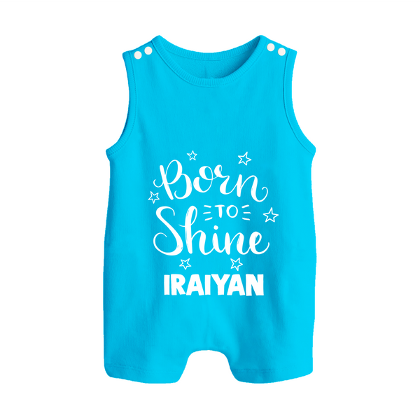 Born To Shine Personalized Button Romper - SKY BLUE - New Born (Chest 18")