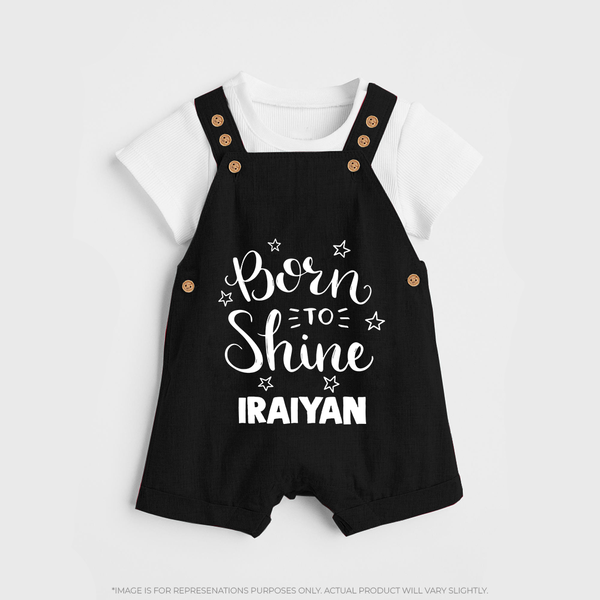 Born To Shine Personalized Dungaree - BLACK - 0 - 5 Months Old (Chest 18")