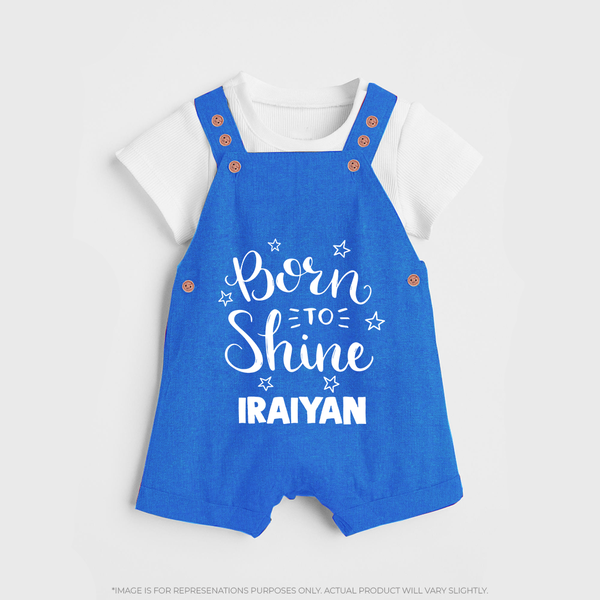 Born To Shine Personalized Dungaree - COBALT BLUE - 0 - 5 Months Old (Chest 18")