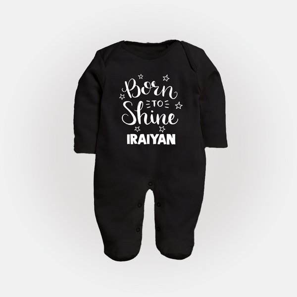 Born To Shine Personalized Full Body Suit - BLACK - New Born (Chest 7.5")