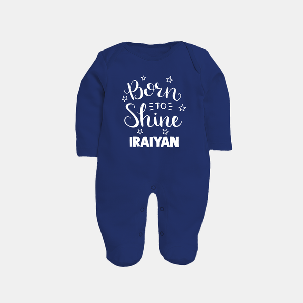 Born To Shine Personalized Full Body Suit - NAVY BLUE - New Born (Chest 7.5")