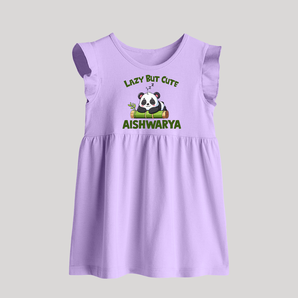 Lazy But Cute Personalized Baby Frock - LILAC - 0 - 3 Months Old (Chest 17")
