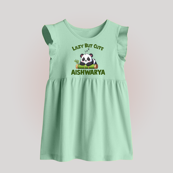 Lazy But Cute Personalized Baby Frock - MINT GREEN - 0 - 3 Months Old (Chest 17")