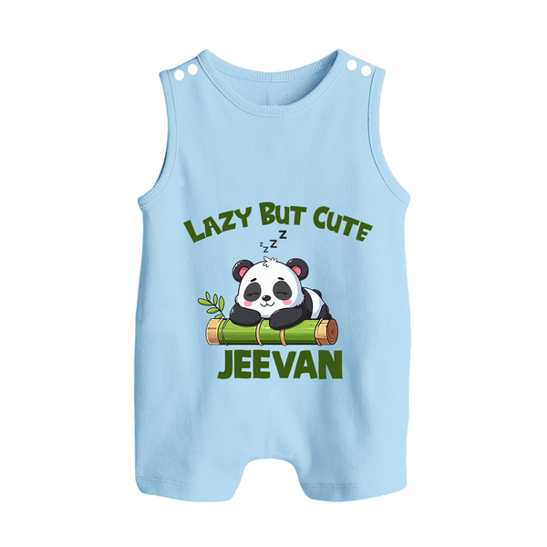 Lazy But Cute Personalized Button Romper - BABY BLUE - New Born (Chest 18")