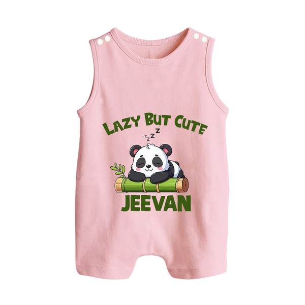 Lazy But Cute Personalized Button Romper - BABY PINK - New Born (Chest 18")