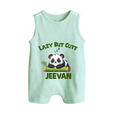 Lazy But Cute Personalized Button Romper - MINT GREEN - New Born (Chest 18")
