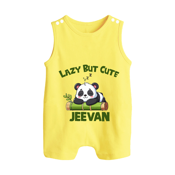 Lazy But Cute Personalized Button Romper - PASTEL YELLOW - New Born (Chest 18")