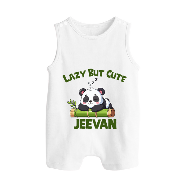 Lazy But Cute Personalized Button Romper - WHITE - New Born (Chest 18")