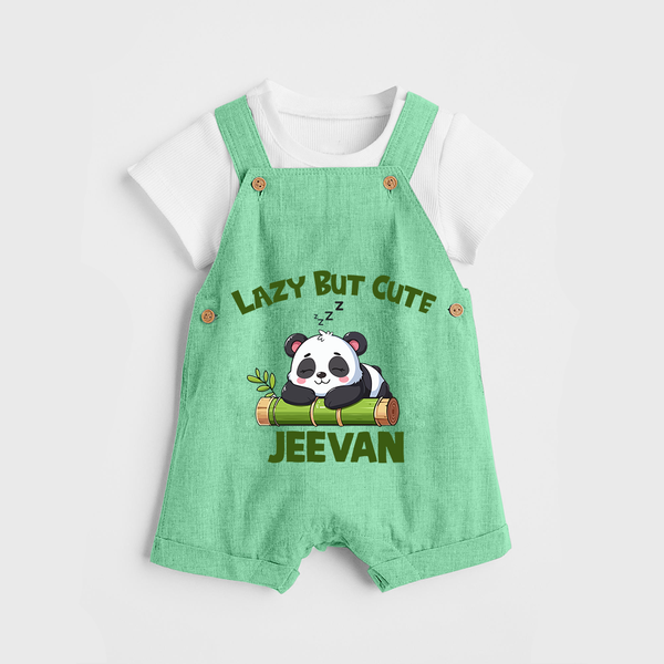 Lazy But Cute Personalized Dungaree - GREEN - 0 - 5 Months Old (Chest 18")